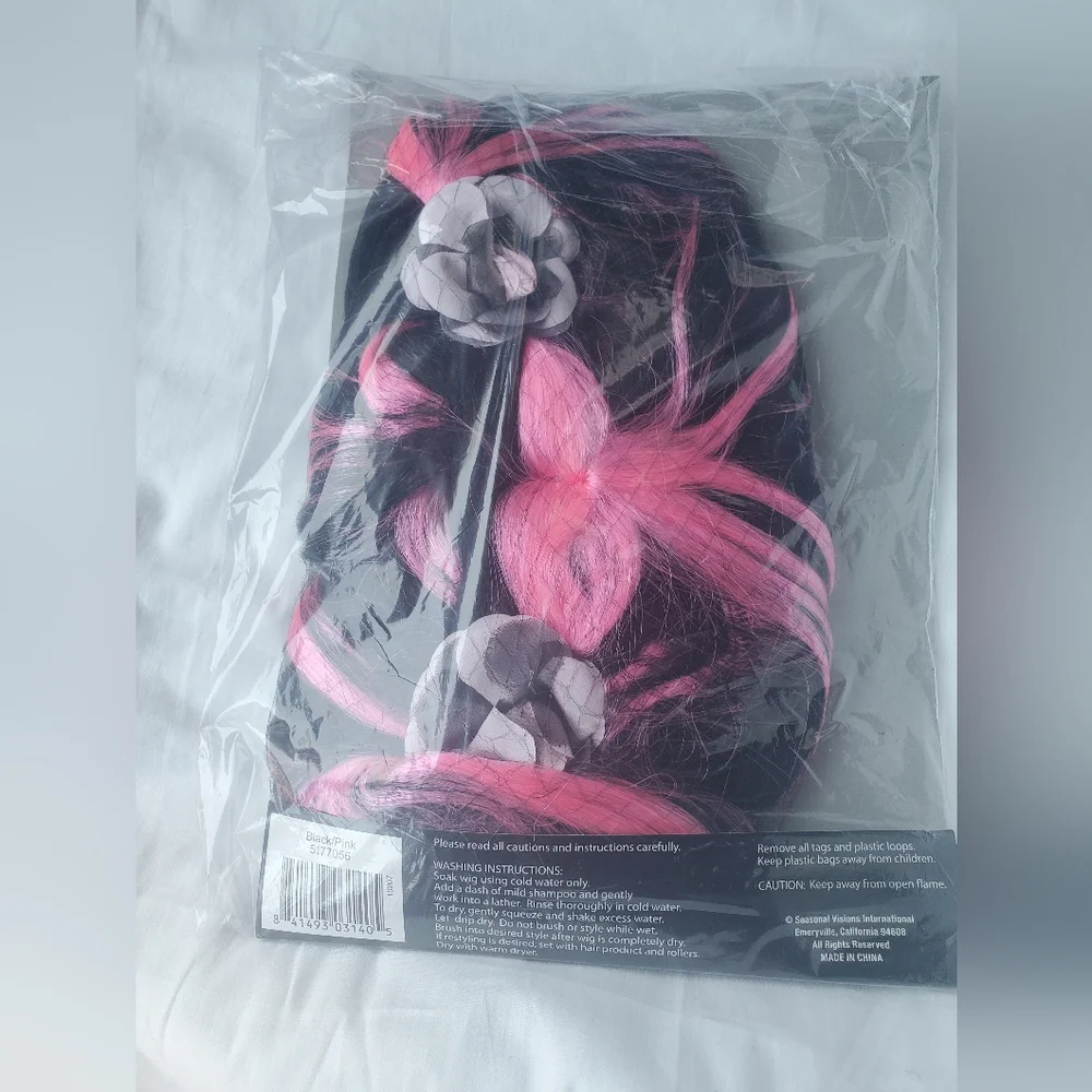 : new pink and black Bad Fairy Wig adult wig one sz fits most ages 8+